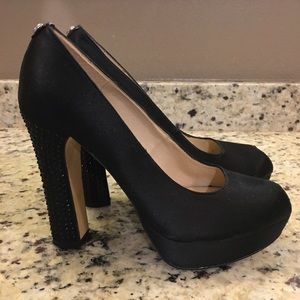 Michael Kors “Nadia” Peep-Toe w/ Black Rhinestones